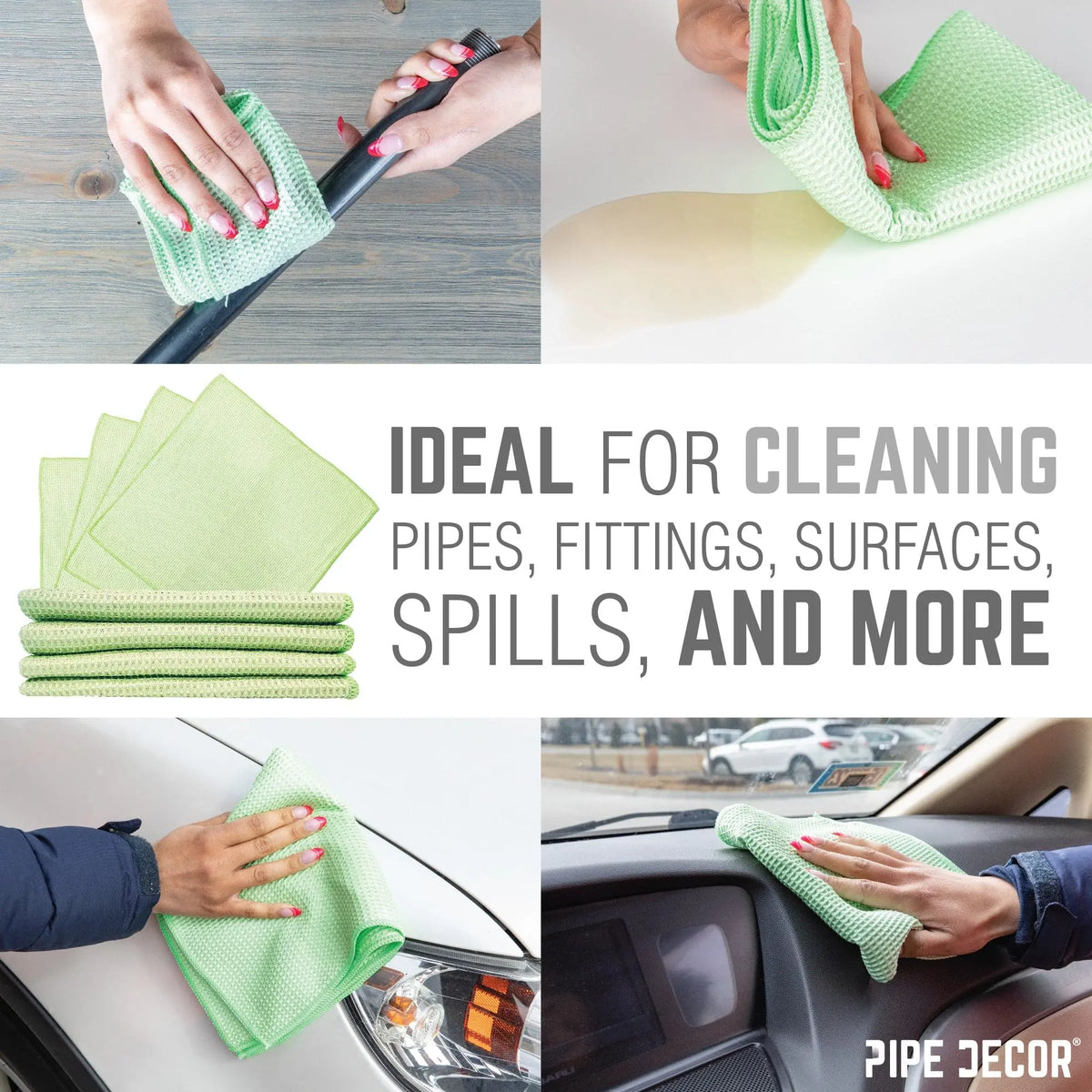 Microfiber Cleaning Cloth, Multi-purpose Lint-Free Towels, 12-Pack PIPE DECOR