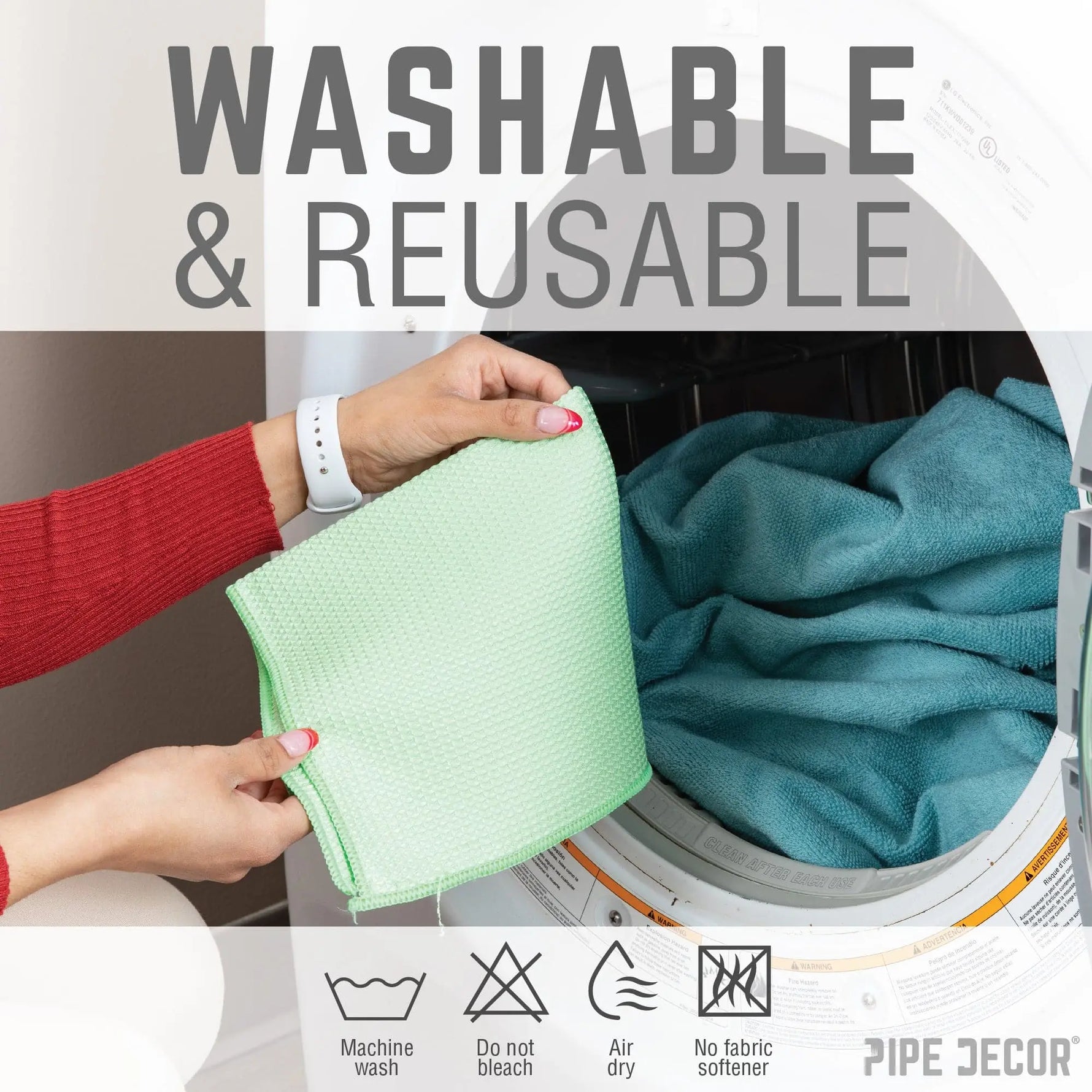 Microfiber Cleaning Cloth, Multi-purpose Lint-Free Towels, 12-Pack PIPE DECOR