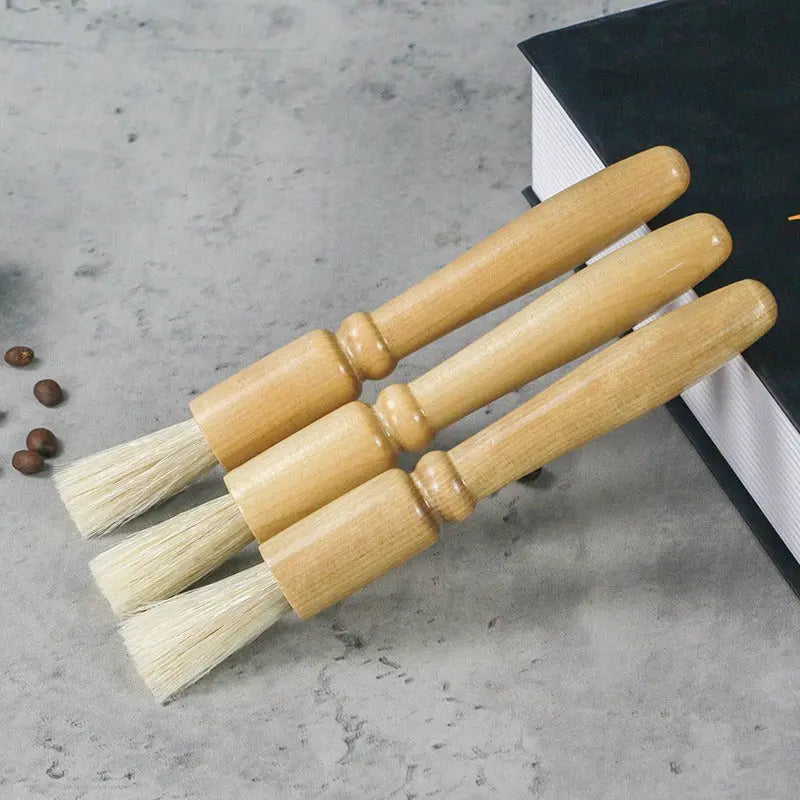 Coffee powder cleaning brush pig hair solid wood residue round head brush coffee machine bean grinder cleaning brush V.I.P Digital Presence