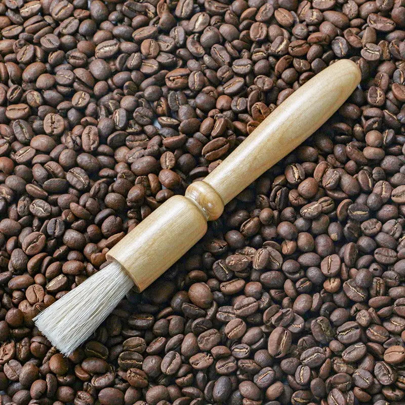 Coffee powder cleaning brush pig hair solid wood residue round head brush coffee machine bean grinder cleaning brush V.I.P Digital Presence
