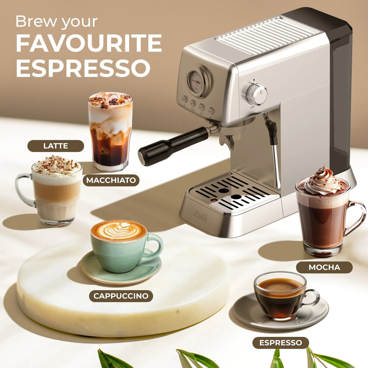 Espresso Coffee Machine w/ Milk Frother, KF1000X Kaffe Products