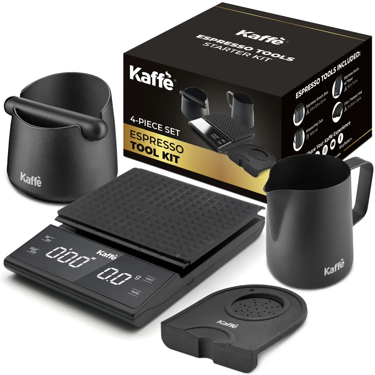Espresso Starter Kit (Knock Box, Coffee Scale, Tamper Mat, Milk Pitcher), KF1190 Kaffe Products