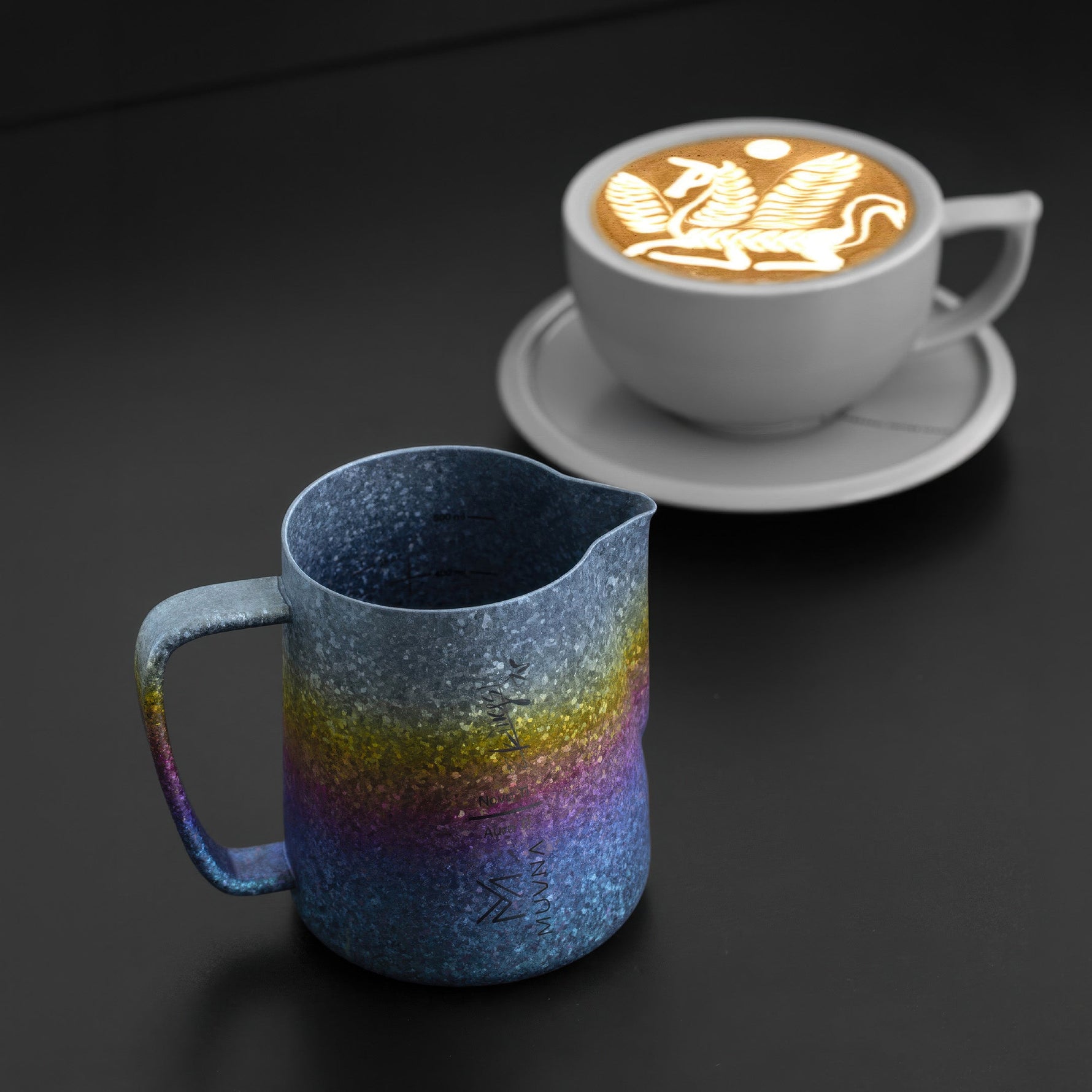 Aurora Crystal Titanium Latte Pitcher Lastaforest