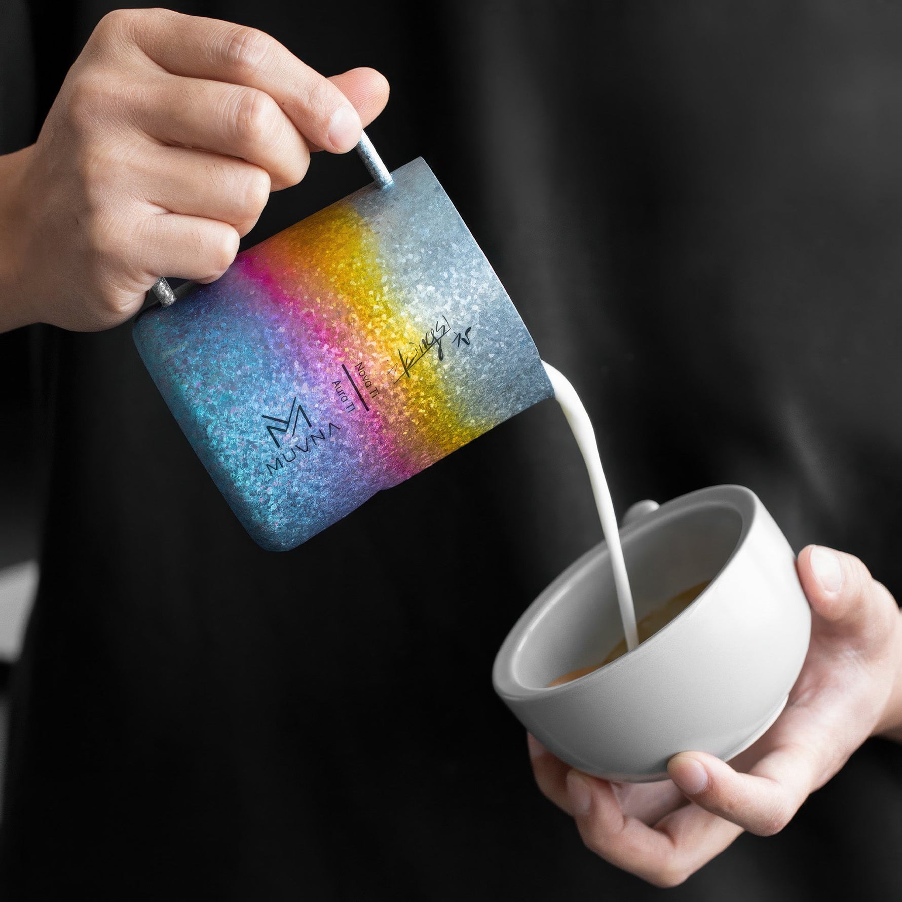 Aurora Crystal Titanium Latte Pitcher Lastaforest