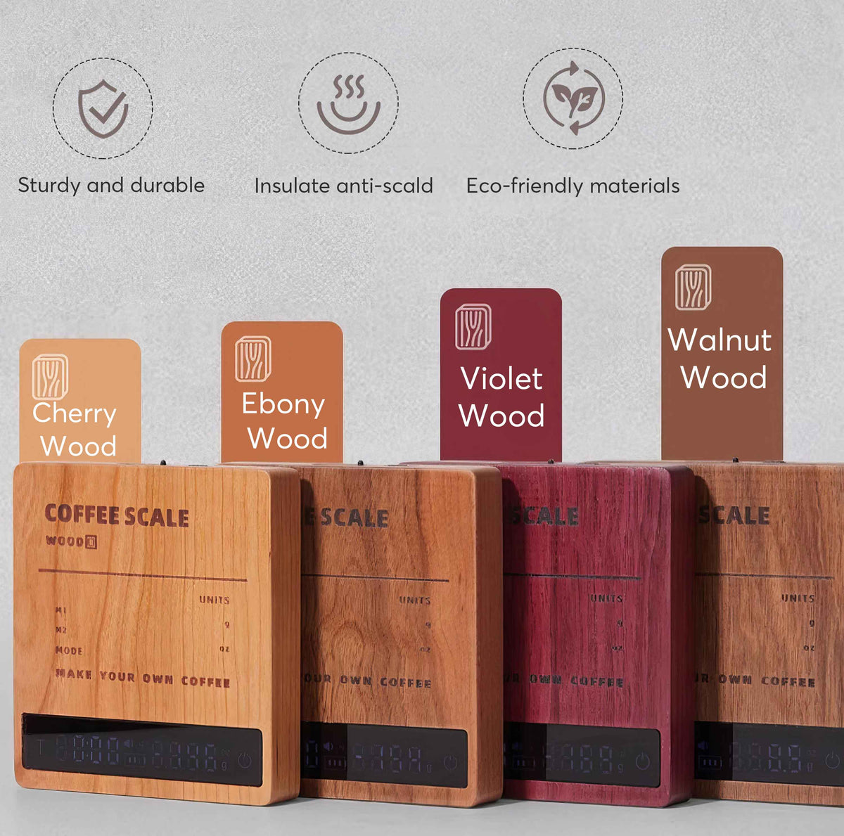 High Precision Wooden Coffee Scale with Touch Sensor Lastaforest
