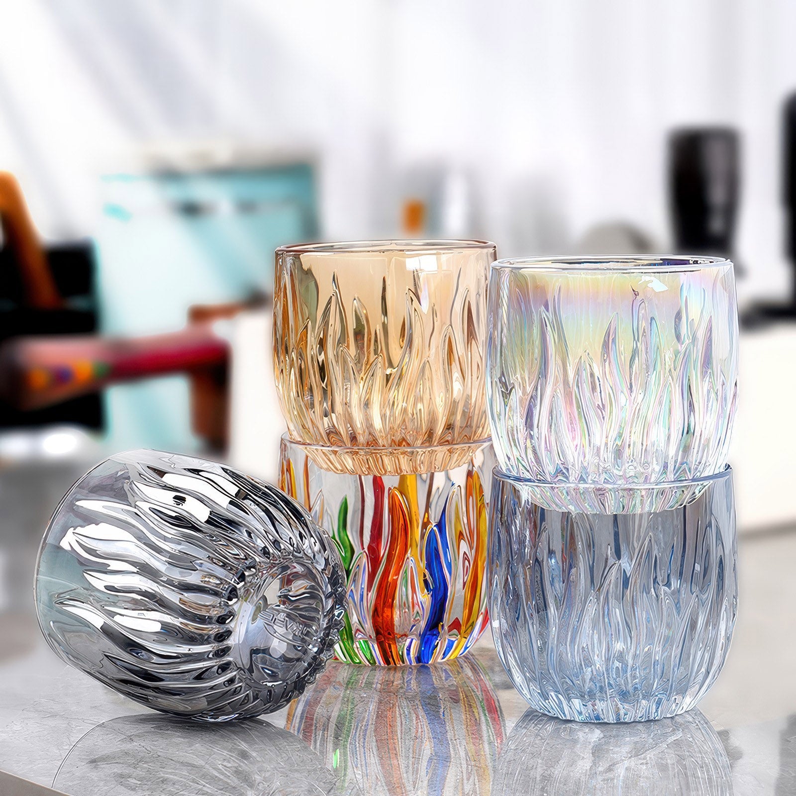 Flame Crystal Cut Glass Coffee Cup Lastaforest