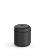 Fellow Atmos Vacuum Canister, black, with button and LED—ideal for storing coffee beans.