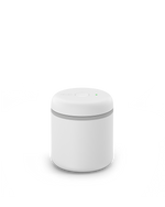 Fellow Atmos Vacuum Canister: small, round, white with button and green light for sealed storage.