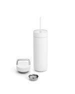 Fellow Carter 2-in-1 Chill Set: leakproof water bottle with straw, square lid & metal ring.