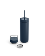 Fellow Carter 2-in-1 Chill Set in Stone Blue, vacuum insulated with straw, lid, and metal cap.
