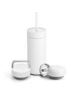 Fellow Carter 3-in-1 Lid System: versatile white travel mug with straw, ideal for gifting.