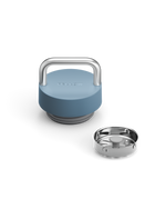 Fellow The Carry Lid with silver handle, shown beside a separate silver filter component.