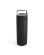 Fellow Carter Carry Travel Mug in matte black with silver handle shown on white background.