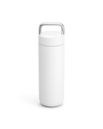 The Fellow Carter Carry Travel Mug in Matte White stands upright on a white background.