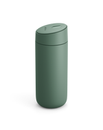 Fellow Carter Slide Mug: matte green, insulated, rounded, with flip-top lid.