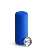 Fellow Carter Move Mug in Electric Cobalt with spill-proof strainer lid, great for coffee on the go.