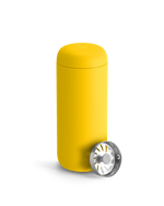 Fellow Carter Move Mug in Lemon Zest with spill-proof infuser lid, perfect for coffee on the go.