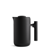 Fellow Clara French Press: matte black, vacuum insulated, mesh filter, side handle.