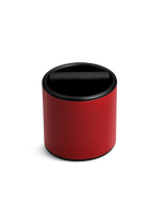 Fellow Espresso Knock Box in cherry red with silicone knock bar and black curved lid.