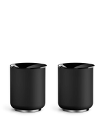 Fellow The Picnic Tumbler Set: two matte black wine tumblers on a white background.