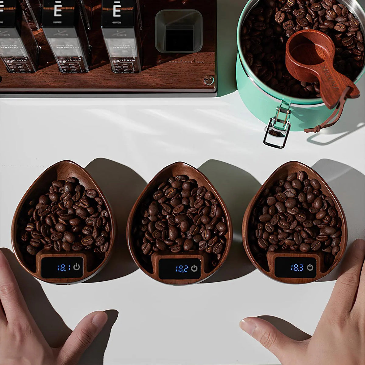 Electronic Walnut Coffee Scale With Leaf Shade Lastaforest